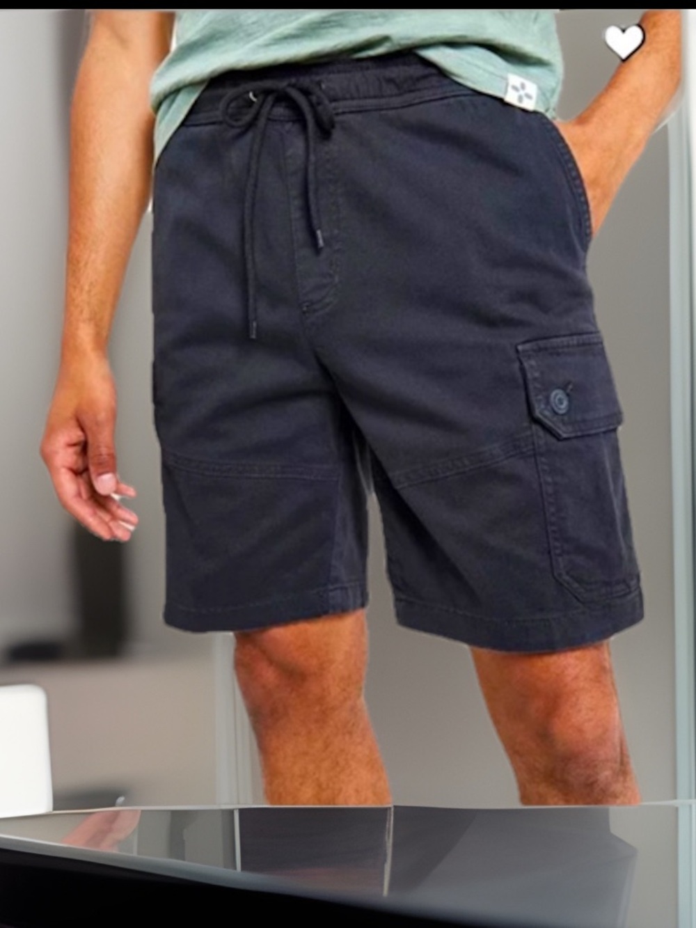 Sun + Stone Men's Cargo Shorts Elastic Waistband W/Drawcord 5 Pockets Sz XL